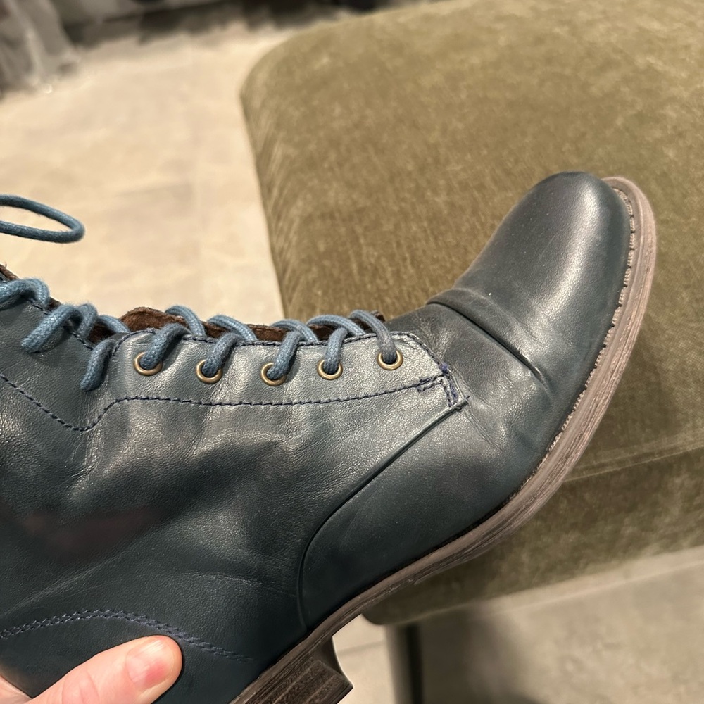 Miz Mooz Lukas Ocean Blue Leather Boots - Picture 5 of 13